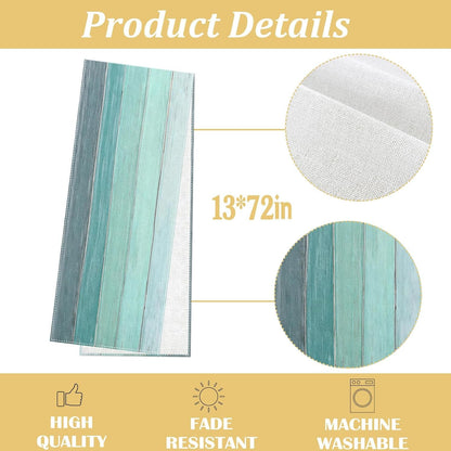 Teal Aqua Stripe Table Runner Beach Coastal under the Sea Party Decoration Summer Pool Beach Home Kitchen Dining Room Table Decor3