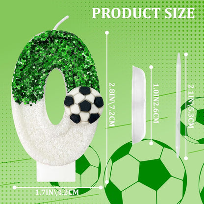 Birthday Candles，Soccer Birthday Decorations，Soccer Cake Topper,For Girl and Boy Cake Toppers, Wedding Cakes, Anniversaries, Party Celebrations, Birthday Decorations (Green White, Number 10)2