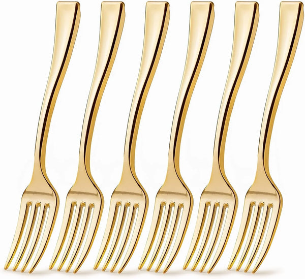 80 Pack Disposable Gold Mini Plastic Fork 4In Appetizer Dessert | Mini 4-Inch Forks. Gold Plastic Design. Disposable Tableware. Dessert, Appetizer & Tasting Use. 80 Pack Value9