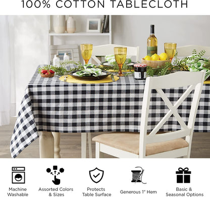 Farmhouse Christmas Plaid Dining Table & Kitchen Décor, Holiday Tablecloth, 60X84, Red & Green10