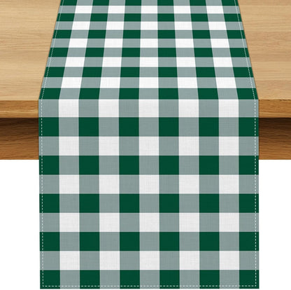 Green Gingham Table Runner Camp Party Golf Let'S Partee Decorations Hunting Christmas St. Patrick'S Day BBQ Picnic Home Kitchen Table Decor1