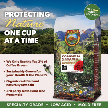 Low Acid Organic Coffee, Colombian, Medium Dark Roast, 16 Oz6