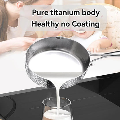 Titanium Saucepan, Non-Stick Pan Pot with Lid, Titanium Pans for Cooking, Fast & Even Heating, Dual-Pour Spouts Design, Compatible with All Cooktops,With Lid,7.08In2