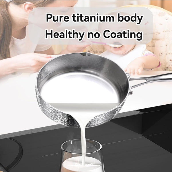 Titanium Saucepan, Non-Stick Pan Pot with Lid, Titanium Pans for Cooking, Fast & Even Heating, Dual-Pour Spouts Design, Compatible with All Cooktops,With Lid,7.08In2