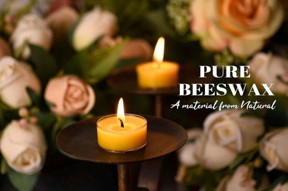 Natural Yellow Beeswax Tealight Candles - 12Pcs - Organic Candle Natural Scent Smokeless Clean Burning6