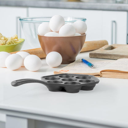 Danish Aebleskiver Pan, Pre-Seasoned Cast Iron, CHCI4105 | Seven Sections for Mini Puffs and Pancake Balls, Works on All Cooktops Including Induction, Outdoor Cookware for Grills7