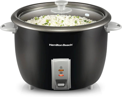 Rice Cooker & Food Steamer, 30 Cups Cooked, 15 Cups Uncooked | Includes Steam and Rinsing Basket , Measuring Cup & Spatula | Easy 1 Touch Controls | Black | 375531