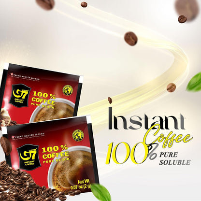 TRUNG NGUYEN G7 PURE BLACK Instant Coffee for Energy Boost - 100% Soluble Coffee without Sugar - Strong, Pure & Rich Vietnamese Instant Energy - Original Taste for Connoiseurs (200 Sachets/Bag)4