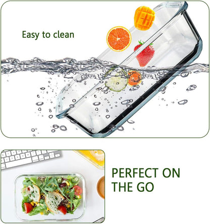 8 Pack,30 Oz Glass Food Storage Containers with Lids, Gray5