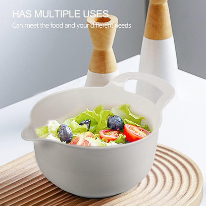 4 Pack Nesting Mixing Bowl with Pour Spout and Handle, BPA Free Microwave & Dishwasher Safe(Grey, 4 Pack with Handle)8