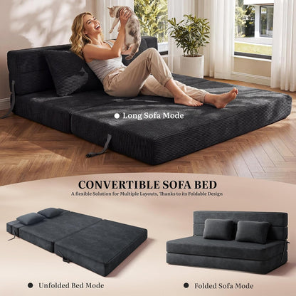 Convertible Sofa Bed,Loveseat Folding Floor Futon Sleeper Sofa Couch Bed7