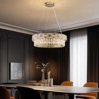 Morden Crystal Chandeliers for Dining Room 8 Lights Gold Chandelier round Crystal Chandelier Pendant Light Fixture Kitchen Island Entryway Living Room 23" D X 8.7" H4