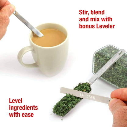 9Pc Stainless Steel Measuring Spoon Set with Leveler - Durable and Rust-Proof - Chrome-Plated, Narrow Rectangular Spoons with Long Handles - Accurate Measurements4
