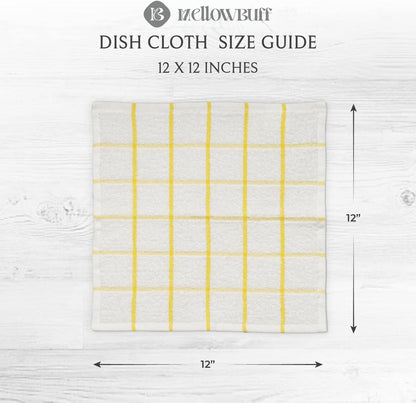 100% Cotton Terry Dish Cloth & Dish Towel, 8 Pack, Super Soft and Absorbent Kitchen Towels, Perfect for Kitchen Cleaning and Dish Washing (Yellow (Solid and Checks) 8 Pack)4