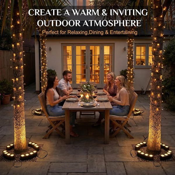 Solar Tree Lights Outdoor, Ring Uplights for Trees, Warm White COB LED3