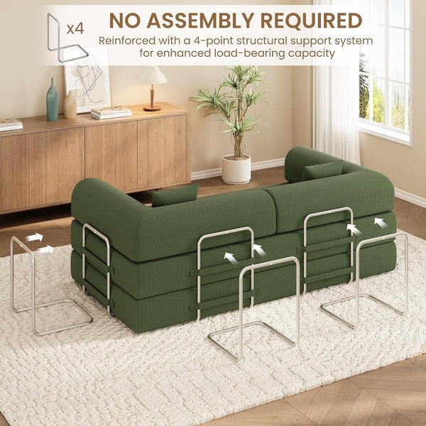 78.7" Convertible Sofa Bed,5-In-1 Corduroy Modular Couch,Green7
