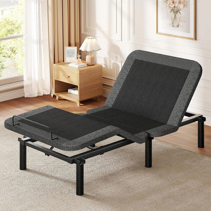 Twin XL Adjustable Bed Frame, Independent Head and Foot Incline, Quiet Motor, Wired Remote, 3 Height Options, Tool-Free Assembly, Electric Bed Base for Reading and Watching TV1
