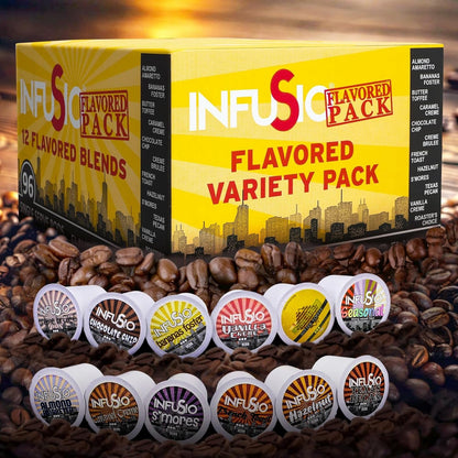 Coffee Pods Variety Pack – 96 Count, 12 Flavors, Hazelnut, S'Mores, French Toast, Bananas Foster, Crème Brûlée, No Sweeteners, Low Acid, Keurig Compatible2