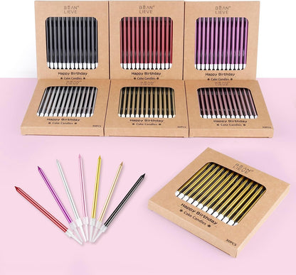 30-Count Gold Long Thin Metallic Birthday Candles, Cake Candles, Birthday Parties, Wedding Decorations, Party Candles, Cake Decorations7