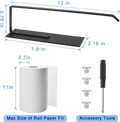Black Paper Towel Holder, Magnetic Paper Towel Holder for Fridge, Toilet Paper Roll Holder Magnet Towel Rack Wall Mount Fridge Organizer for Paper Towels Rolls Bathroom Pantry RV Kitchen Storage3
