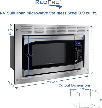 0.9 Cu. Ft. RV Microwave Stainless Steel | 900W, 10 Power Levels, 6 Express Cook Presets, Instant Start, Child Safety Lock, Removable Glass Turntable3