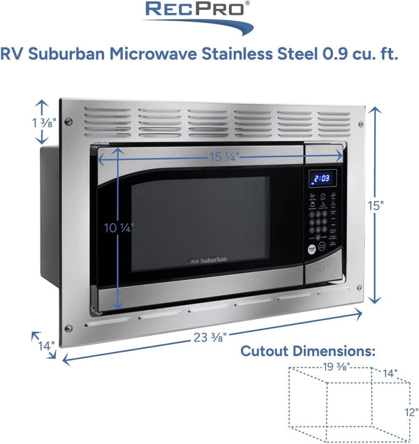0.9 Cu. Ft. RV Microwave Stainless Steel | 900W, 10 Power Levels, 6 Express Cook Presets, Instant Start, Child Safety Lock, Removable Glass Turntable3