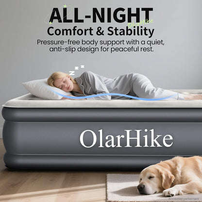 Air Mattress Full with Built in Pump, 18" H Inflatable Bed, 600Lb2