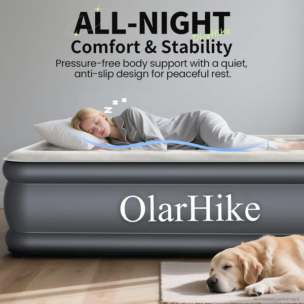 Air Mattress Full with Built in Pump, 18" H Inflatable Bed, 600Lb2
