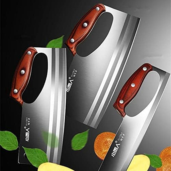 Meat Cleaver Knife, Chinese Style Kitchen Stainless Steel Cutting Meat Knife Special Super Sharp Ladies Slicing Vegetable Fruit Cooked Food Knives (Size : B 220X77 Mm)2