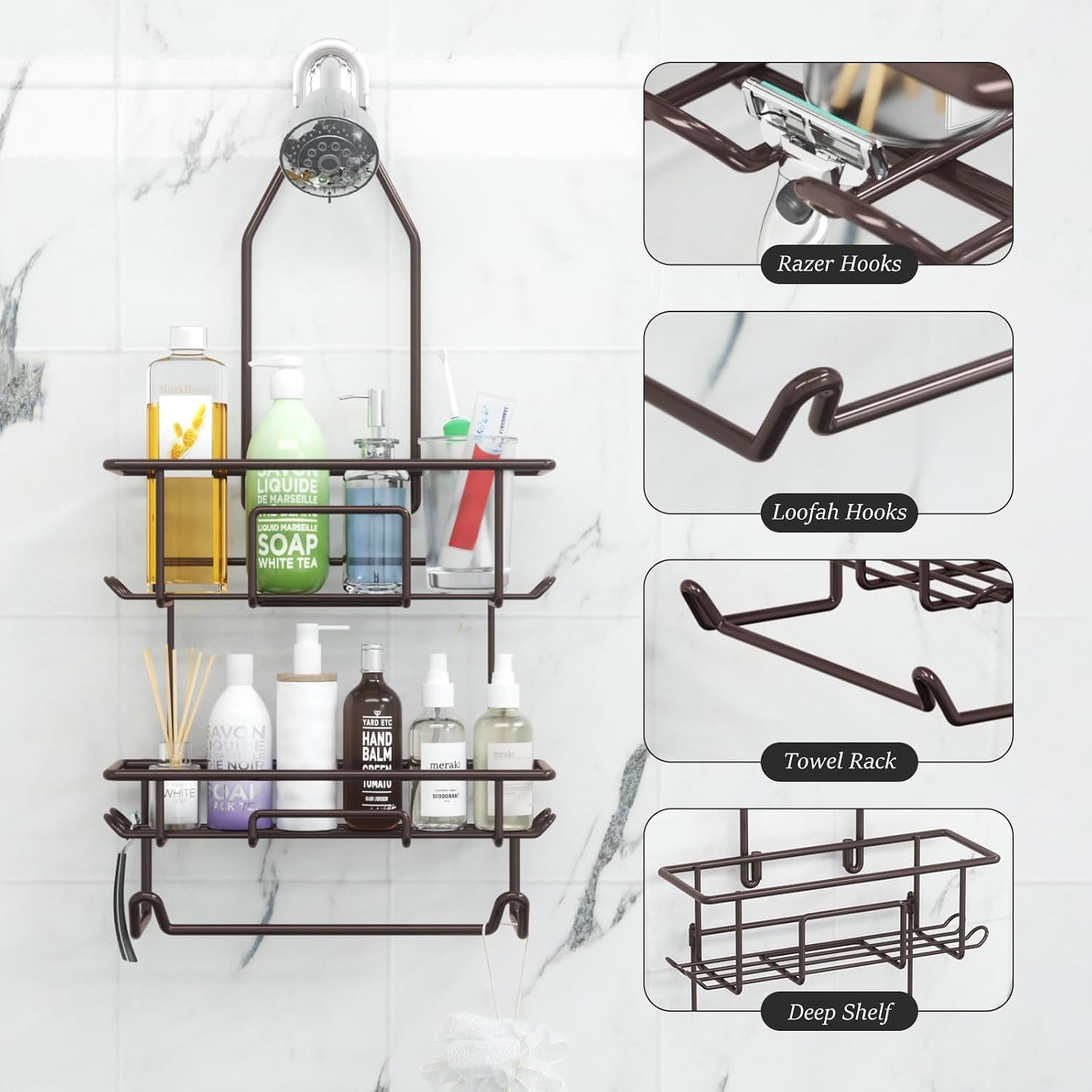 shower-caddy-hanging-over-shower-head-rust-roof-shower-organizer-with-10-hooks-for-razor-shampoo-holder-bathroom-shower-rack-storage-shelf-with-towel-bar-bronze