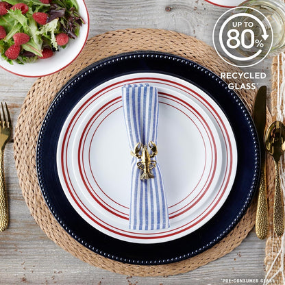 Vitrelle 18-Piece Service for 6 Dinnerware Set, Triple Layer Glass and Chip Resistant, Lightweight round Plates and Bowls Set, Logan11