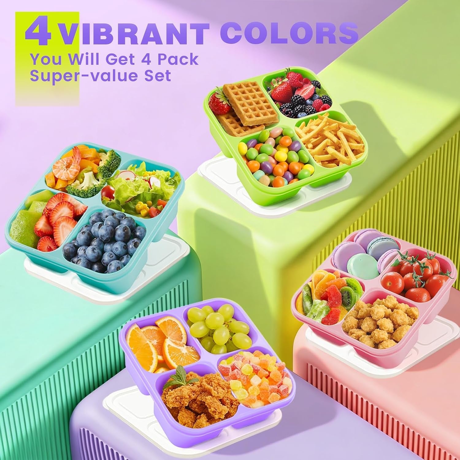 4-pack-snack-containers-bento-box-adult-lunch-box-meal-prep-container-reusable-food-storage-lunch-containers-stackable-for-work-travel-and-gym-grass-green-pink-green-purple