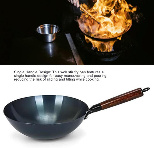 Traditional Iron Wok Stir Fry Pan 34Cm Single Handle Uncoated round Bottom for Home Restaurant Cooking 2Mm Thick Chinese (36Cm)9