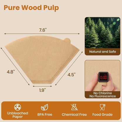 200 Count #4 Cone Coffee Filters 8-12 Cup, Unbleached Natural Coffee Paper Filters, No Blowout, Disposable Coffee Filter for Pour over and Drip Coffee Maker2
