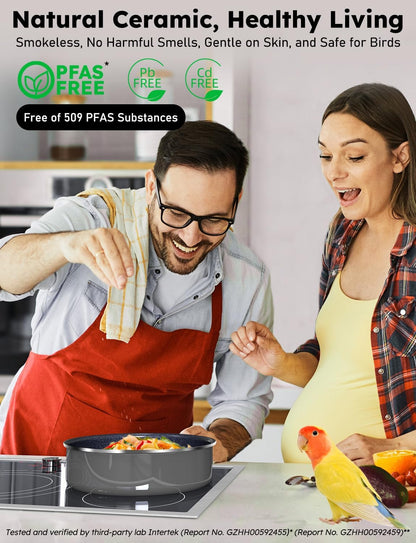Pro  Ceramic Pots and Pans Set & 2026 Upgraded Hybrid 3-Ply Stainless Steel Frypan, 2X Non Stick, High Heat Sear, PFAS PTFE PFOA Free Non Toxic Induction Cookware,Removable Handle,Oven Safe,12Pc6