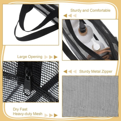 Mesh Shower Caddy Bag, Portable Toiletry Organizer with Zipper, Large Capacity Quick Dry Tote for Bathroom Gym Travel Camping Swimming3