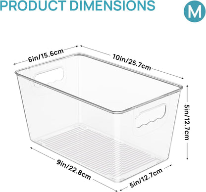 6 Pack Clear Storage Bins, Pantry Cabinet Organizer Bins, Medium2