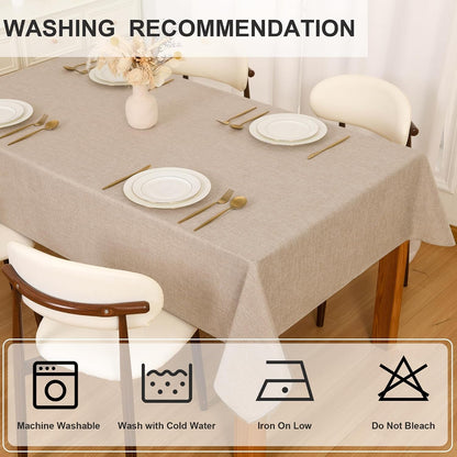 Faux Linen Tablecloth Wrinkle Resistant 54 X 80 Inch - Stone Washable Dust-Proof Rectangle Table Cloth for Kitchen Dining, Outdoor Picnic, Farmhouse Decorative Oblong Table Cover9