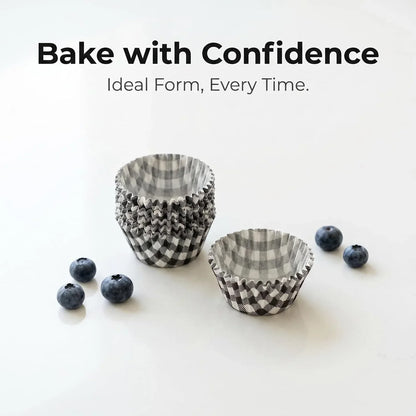 Black Checkered Cupcake Liners,100Pcs Baking Cups for Party Decorations | Heat-Resistant Paper Liners Keep Shape.Checkered Design Suits Birthday Race Car Parties.Stylish for All Ages Baking9
