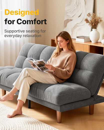 Amada 70-Inch Convertible Futon Sofa Bed with Adjustable Backrest, Gray3