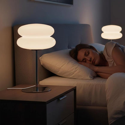 Bedroom Mushroom Lamp, Medieval Modern Bedside Table Lamp, Dimmable Retro Egg Tart Headlight, Unique Home Mushroom Decoration Aesthetic Lovely Living Room Desk Lamp (White)9