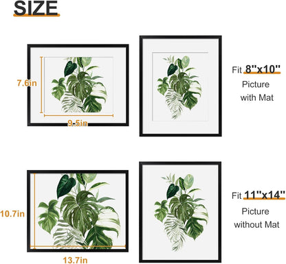 11X14 Picture Frame, Poster Frame Matted to 8X10,Black, 1 Pack2