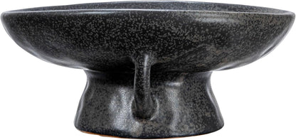 Creative Co-Op Stoneware Bowl with Handle and Base, Black Reactive Glaze6