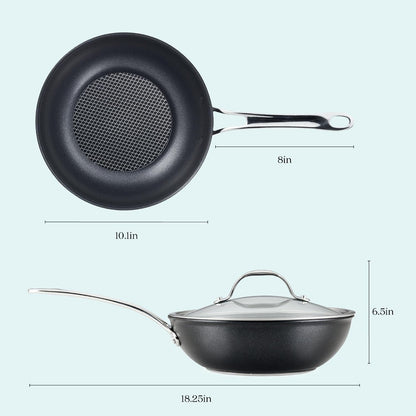 X Seartech Aluminum Nonstick Cookware Stir Fry Wok with Lid, 10-Inch, Super Dark Gray2