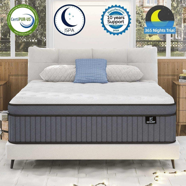 14 Inch Medium Firm King Size Mattress [Upgraded] King Hybrid Mattresses in a Box with Gel Memory Foam & Pocket Springs, Strong Edge Support,Pressure Relief,Certipur-Us,365-Night Trial2