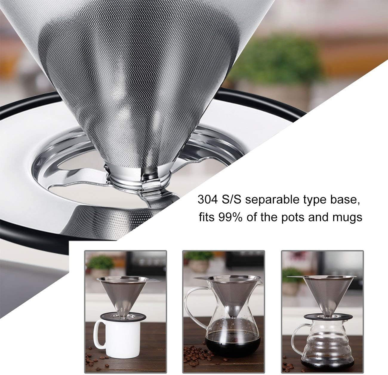pour-over-coffee-dripper-stainless-steel-coffee-filter-metal-cone-filter-paperless-reusable-coffee-filter-single-cup-coffee-maker-1-2-cup-with-non-slip-cup-stand-and-cleaning-brush