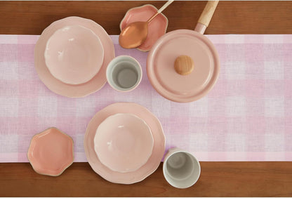 100% Pure Linen Table Runner Pink, Buffalo Check 14 X 90 In3