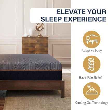 EGOHOME Queen 12" Copper Gel Memory Foam Mattress Pressure Relief Medium | Fiberglass Free, Back Pain Relief, Graphene Tech Cover, ICA Endorsed, Certipur-Us, Motion Isolation, Mattress in Box, Medium5