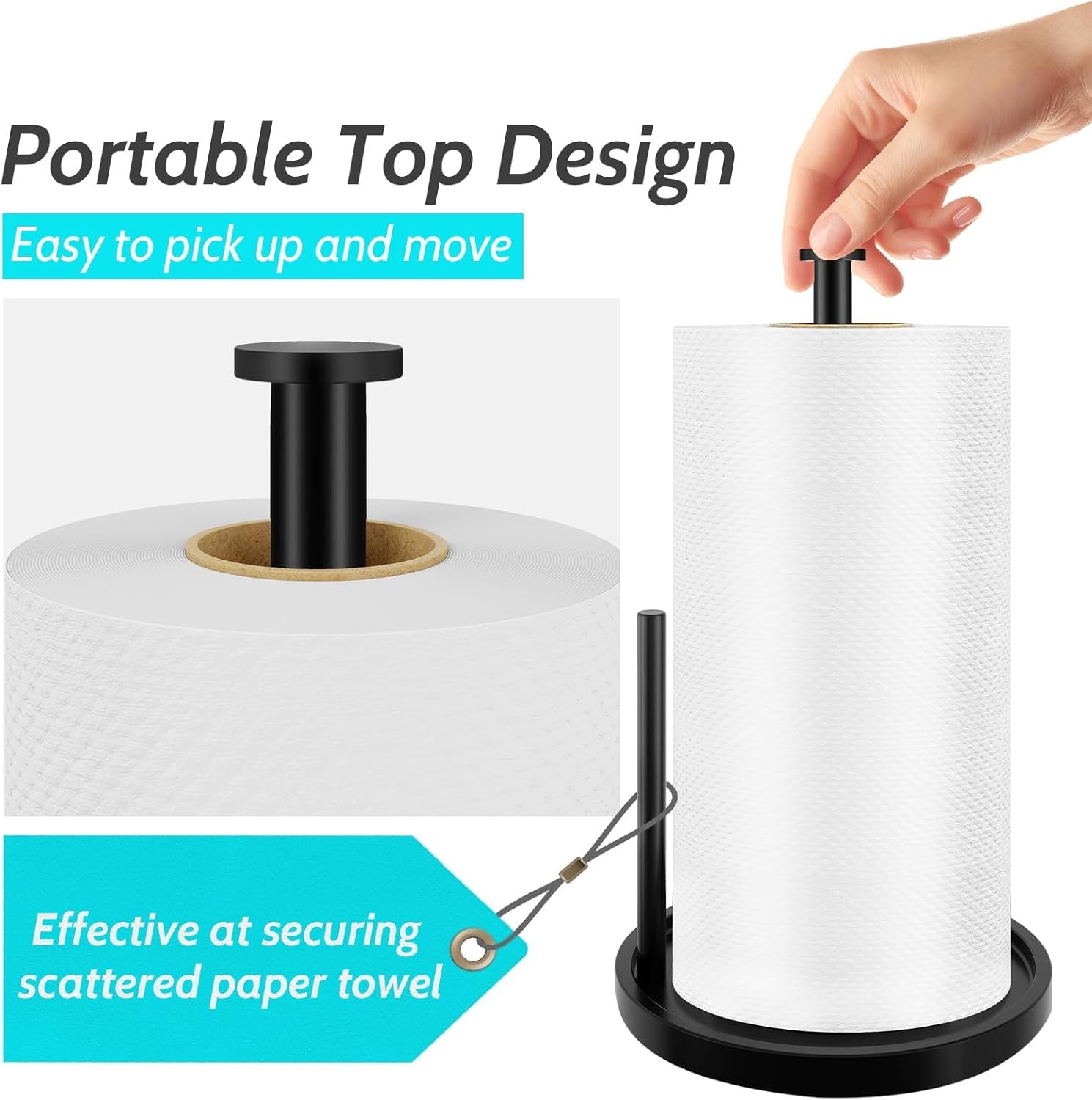 paper-towel-holder-countertop-standing-paper-roll-holder-with-anti-slip-weighted-base-stainless-steel-freestanding-paper-towel-holder-for-kitchen-black