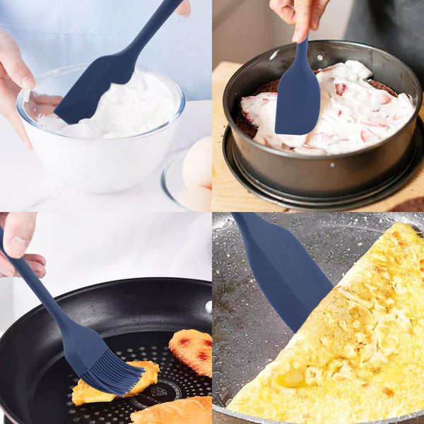 Silicone Spatulas Set, Rubber Spoon Spatula Heat Resistant Spoonula One Piece Design Seamless Spatula Non-Stick Scrapers Baking Mixing Tool (Dark Blue)3